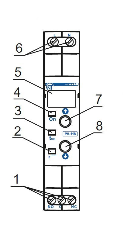 Схема панели управления реле РН-119